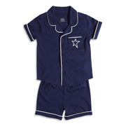 Baby Boys Shirt and Shorts Set with Collar, Navy Blue