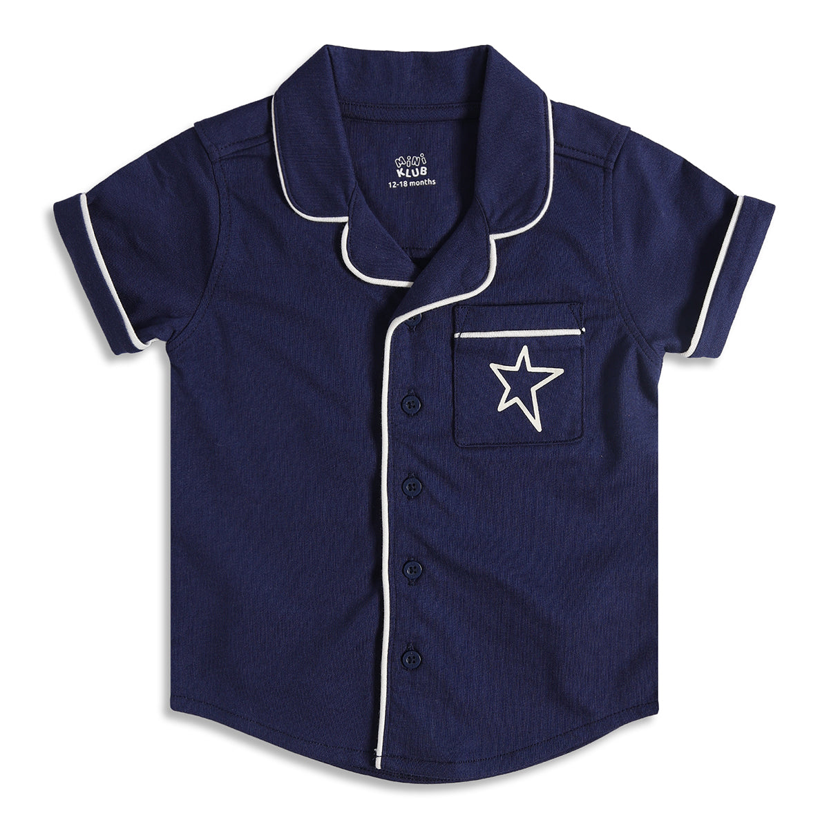 Baby Boys Shirt and Shorts Set with Collar, Navy Blue