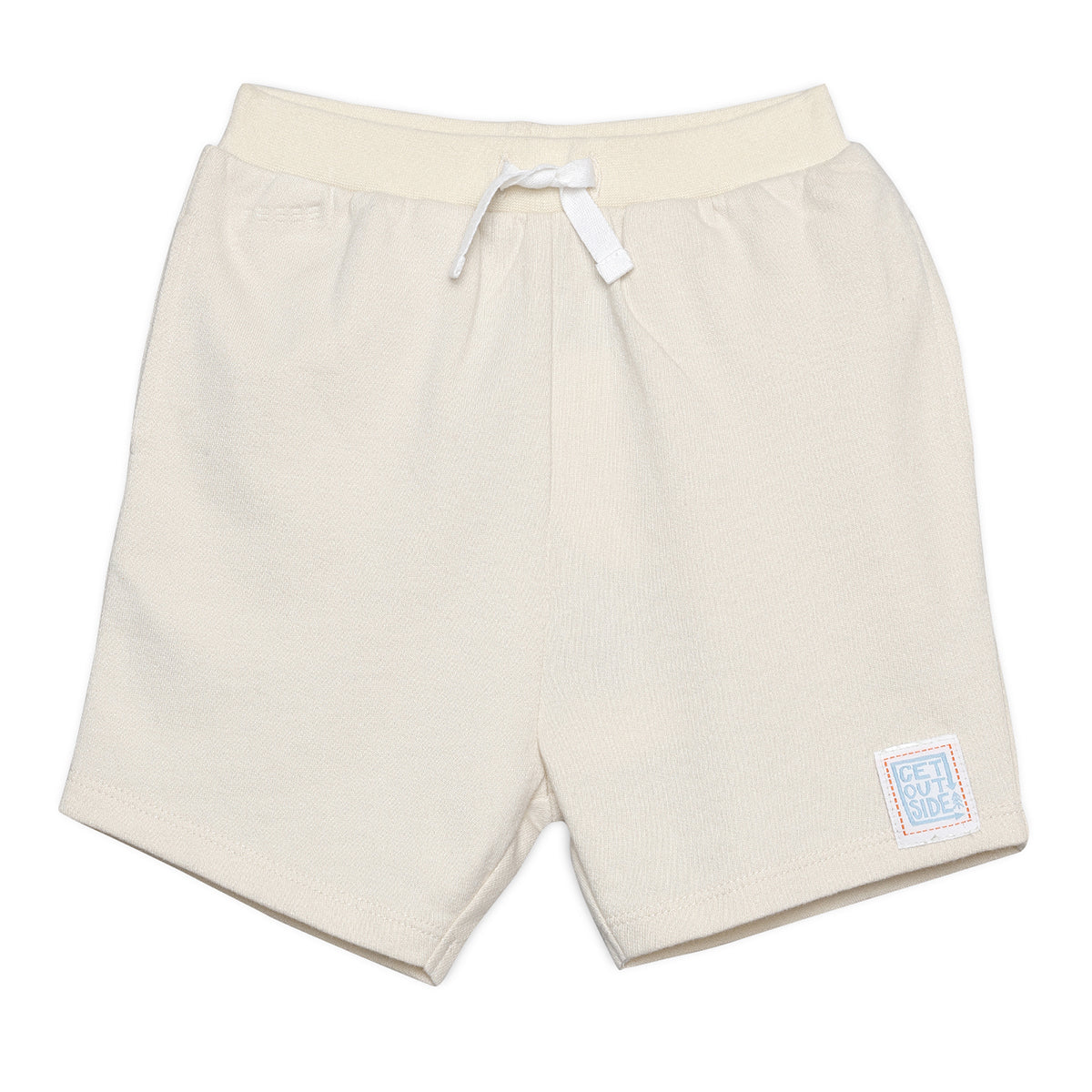 Baby Boys Knit Shorts with Dinosaur Appliqué, Off White