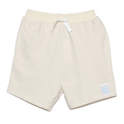 Baby Boys Knit Shorts with Dinosaur Appliqué, Off White