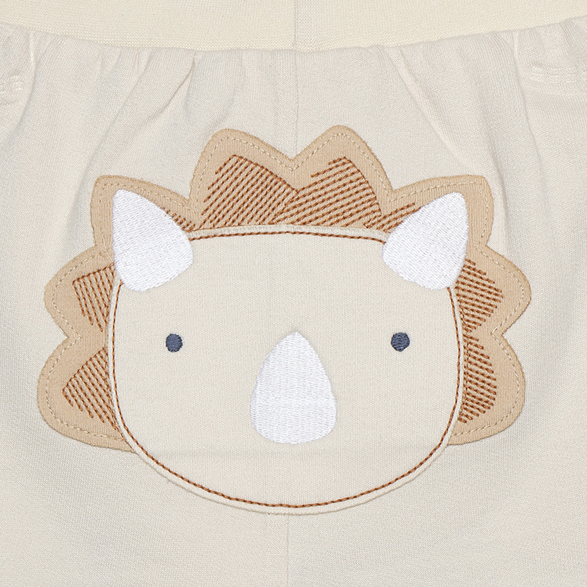 Baby Boys Knit Shorts with Dinosaur Appliqué, Off White