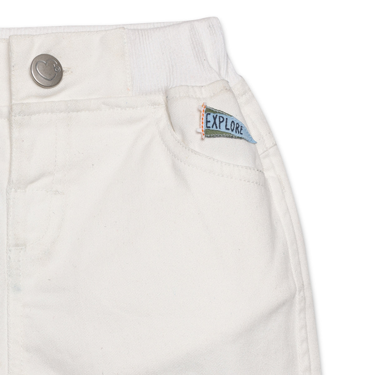 Baby Boys Solid Shorts with Applique Detail, White