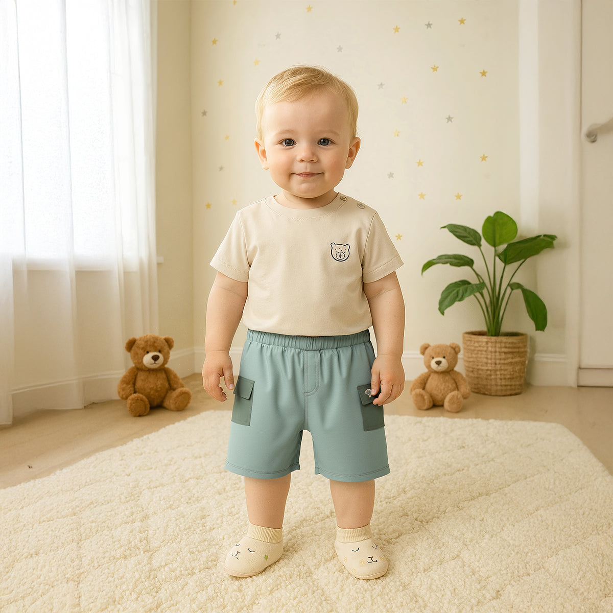 Baby Boys Shorts with Cargo Pockets, Green