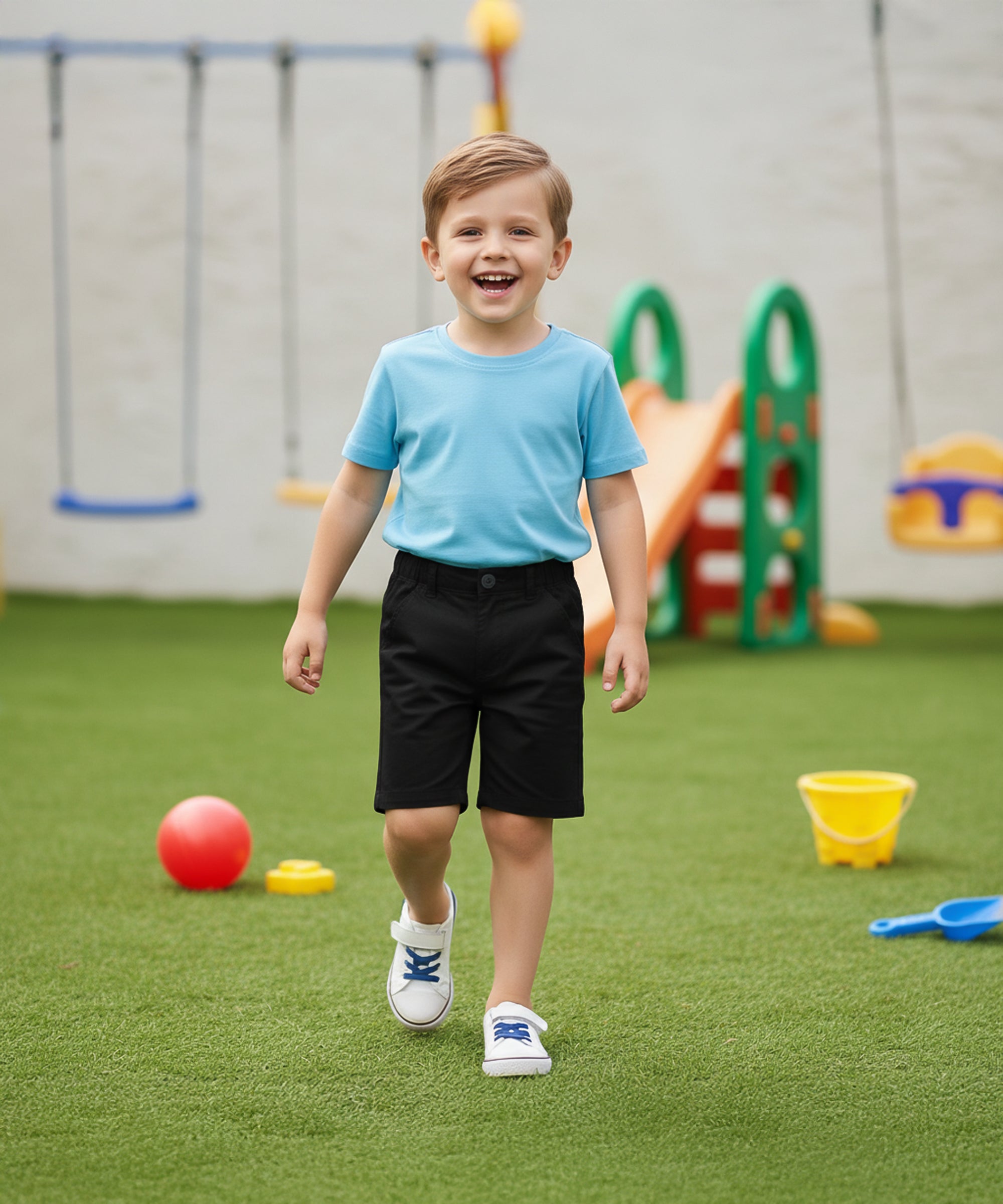 Boys Solid Shorts, Black