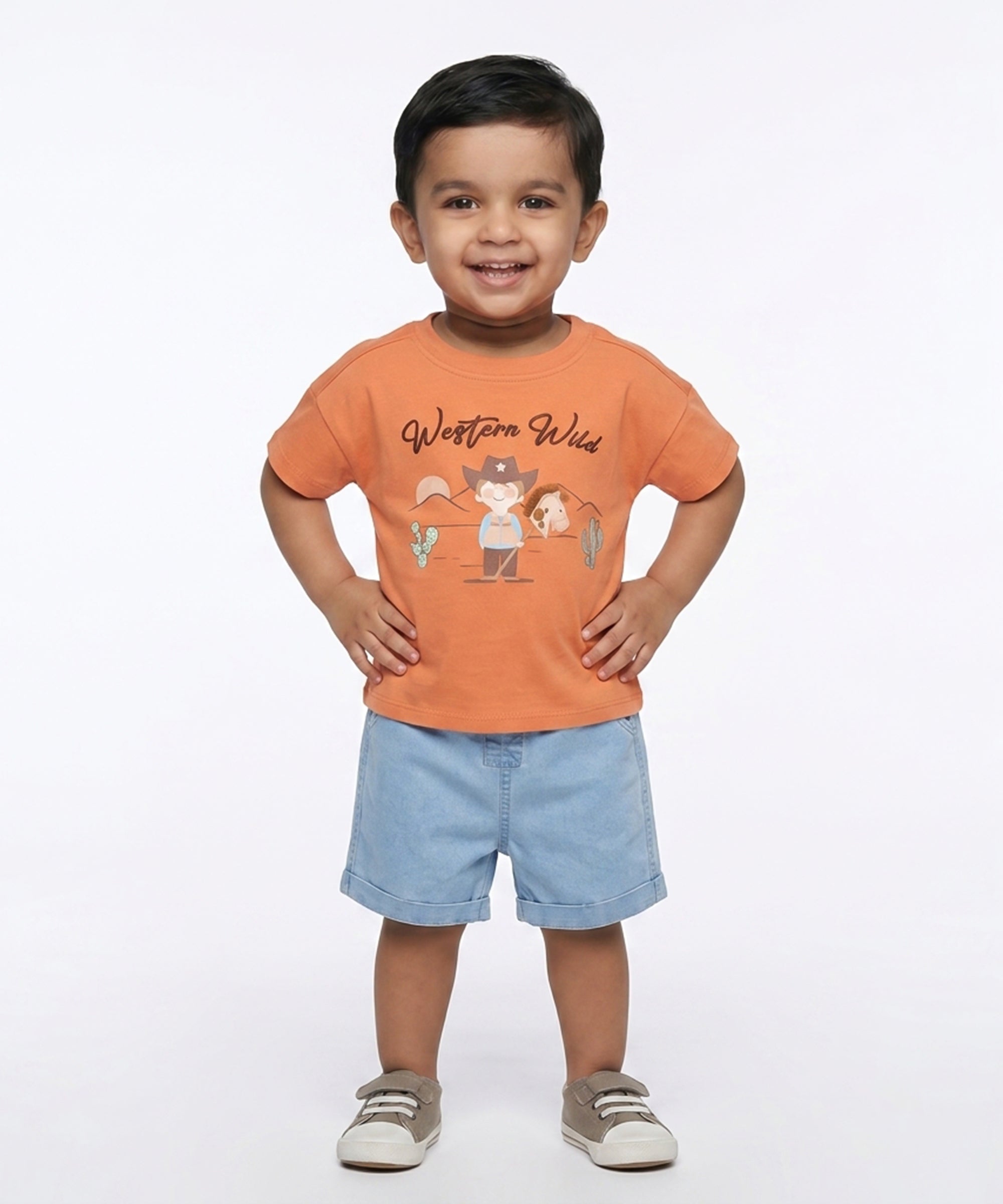 Baby Boys Solid Denim Shorts, Light Blue