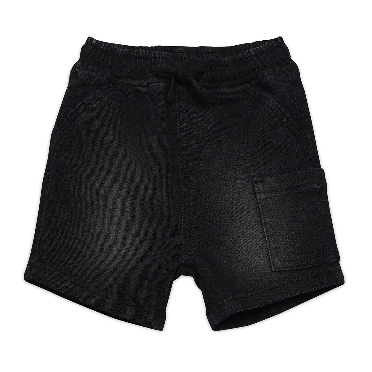 Boys Solid Denim Shorts, Black