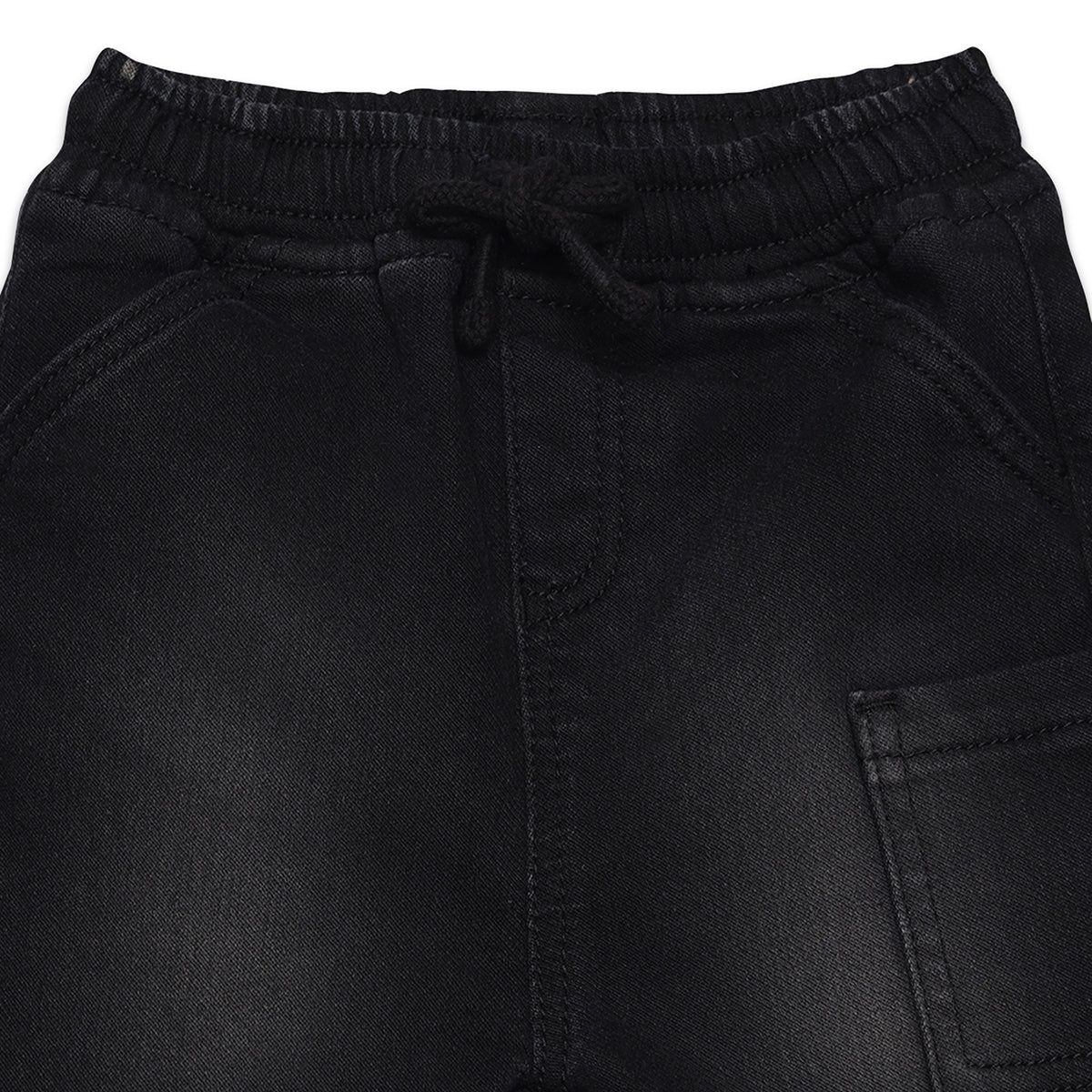 Boys Solid Denim Shorts, Black