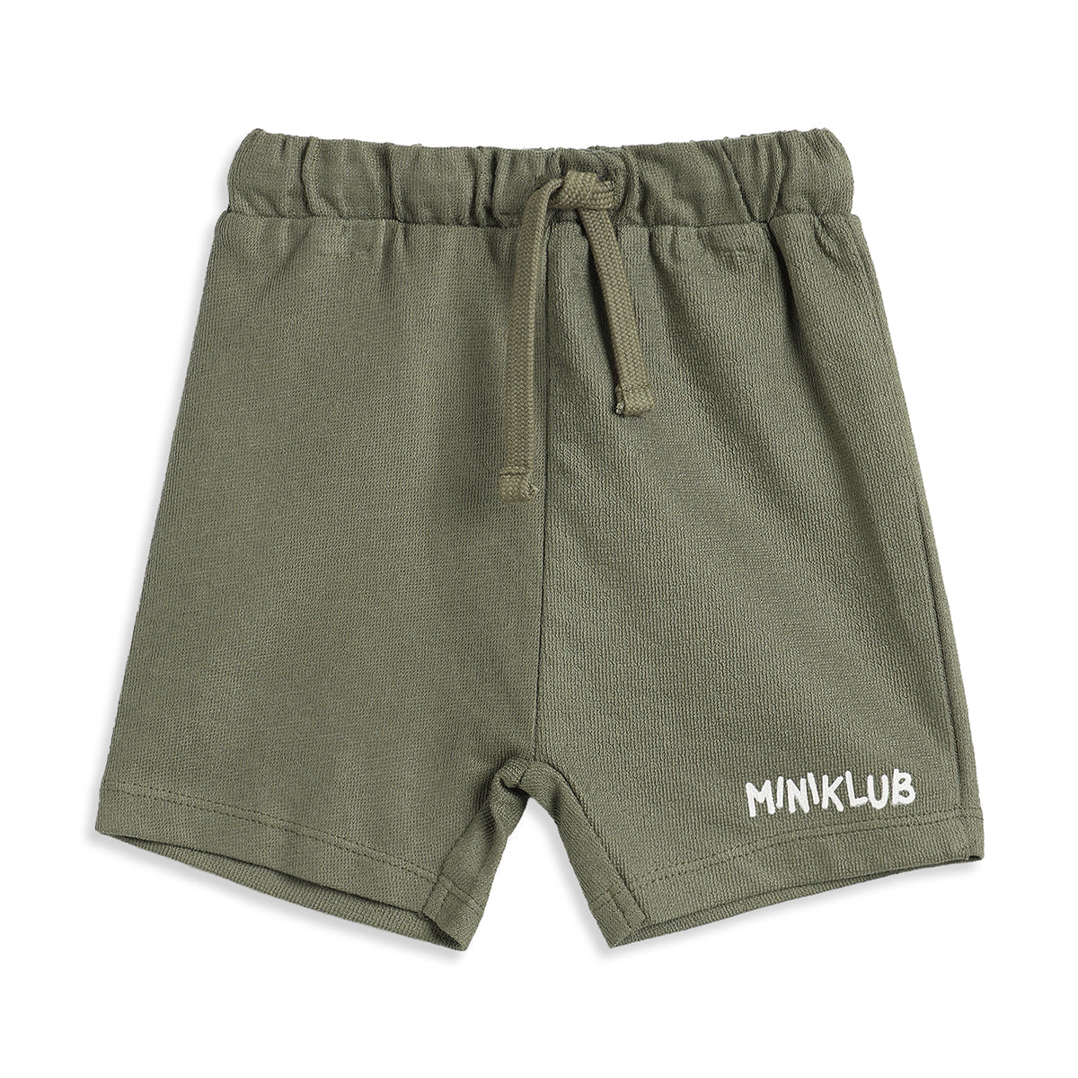 Baby Boys Olive Green Solid Regular Fit Casual Knit Shorts