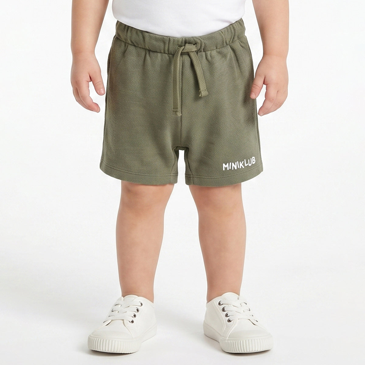 Baby Boys Olive Green Solid Regular Fit Casual Knit Shorts