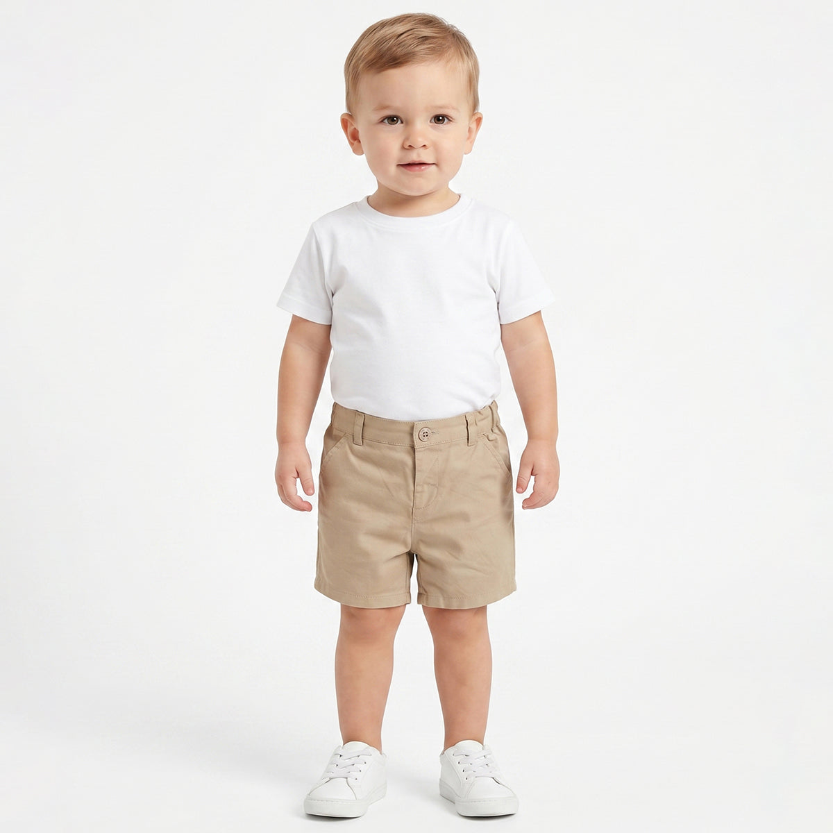 Baby Boys Beige Solid Regular Fit Casual Shorts