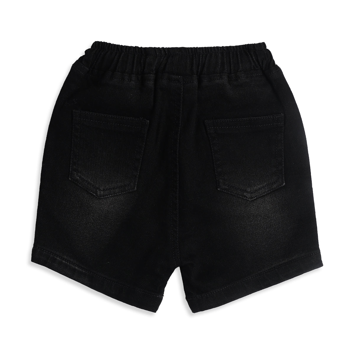 Baby Boys Black Cotton Denim Shorts Regular Fit Casual Kids Shorts