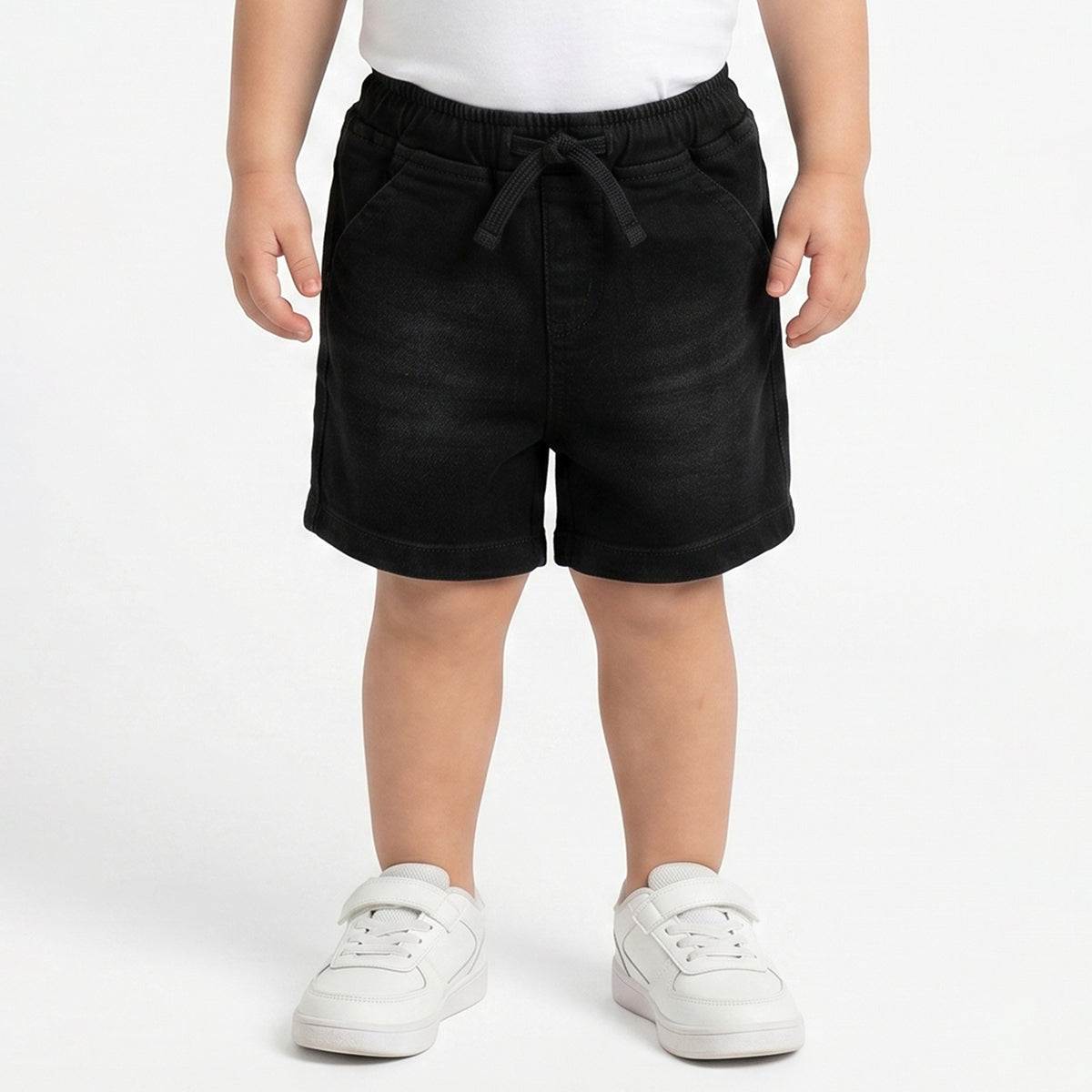 Baby Boys Black Cotton Denim Shorts Regular Fit Casual Kids Shorts