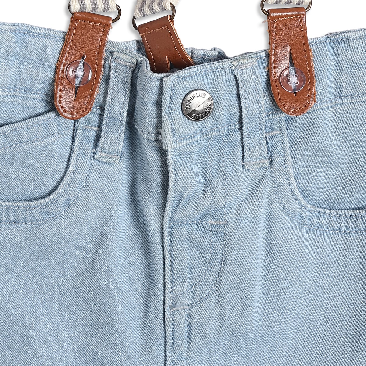 Baby Boys Light Blue Denim Shorts with Suspenders Casual Kids Shorts