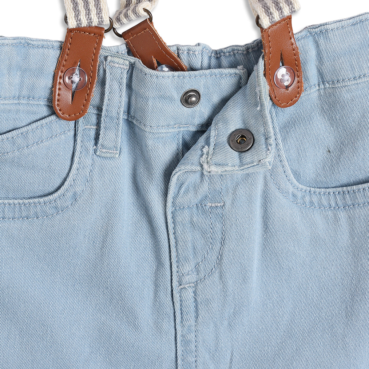 Baby Boys Light Blue Denim Shorts with Suspenders Casual Kids Shorts