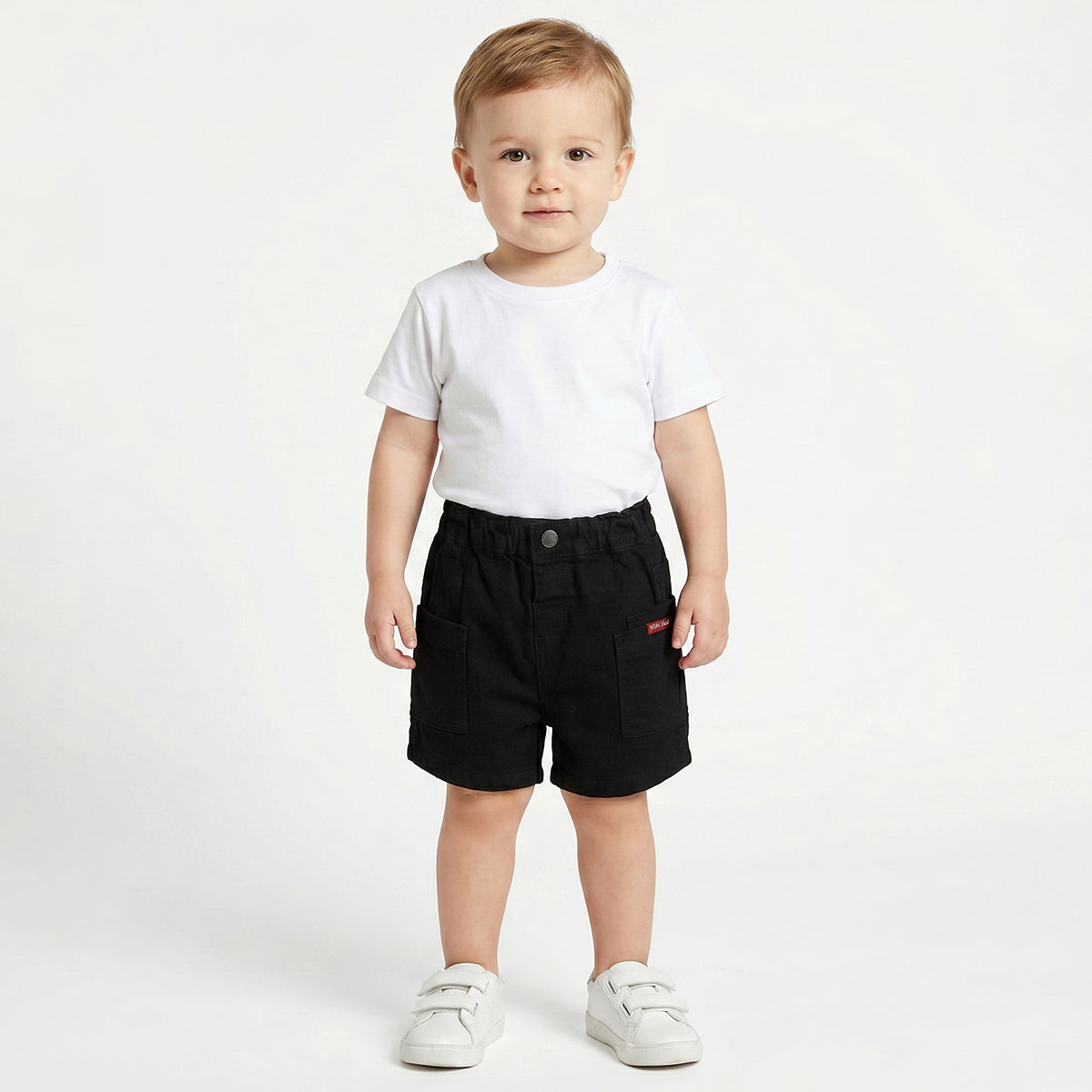 Baby Boys Black Cotton Cargo Shorts Regular Fit Casual Kids Shorts