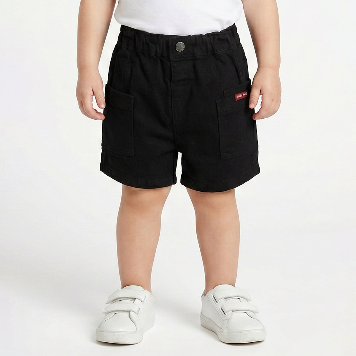 Baby Boys Black Cotton Cargo Shorts Regular Fit Casual Kids Shorts