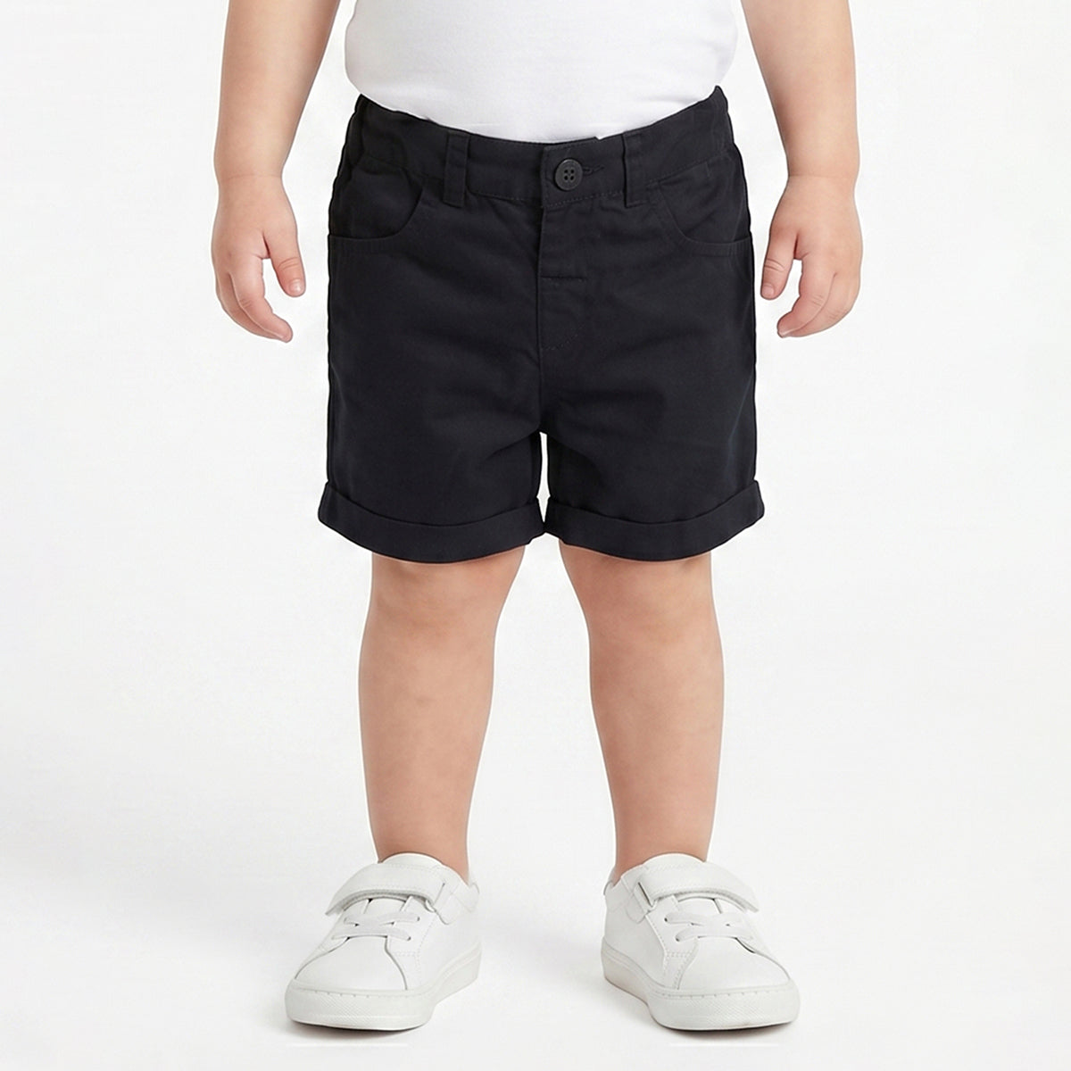 Baby Boys Navy Blue Solid Cotton Shorts Regular Fit Casual Shorts