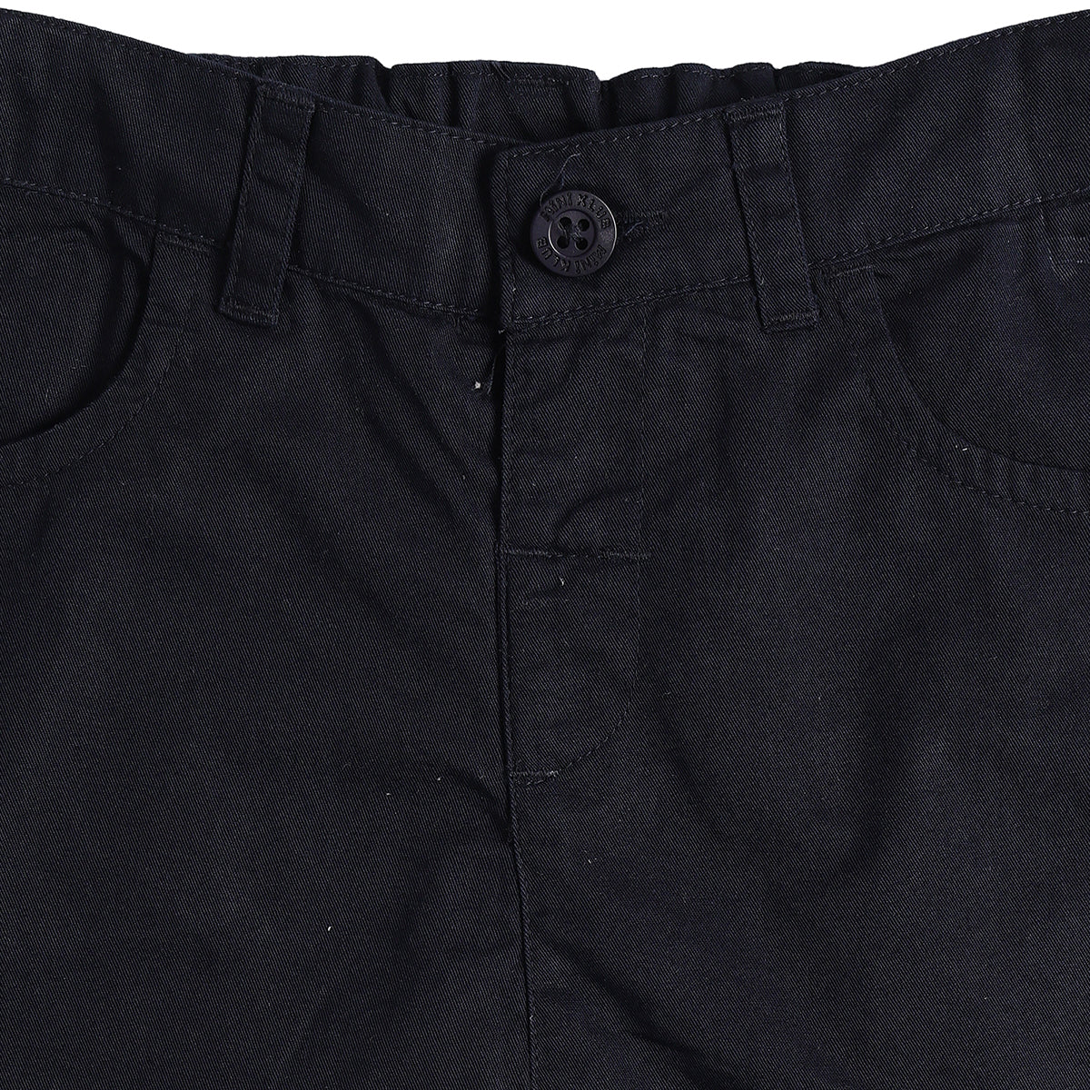 Baby Boys Navy Blue Solid Cotton Shorts Regular Fit Casual Shorts