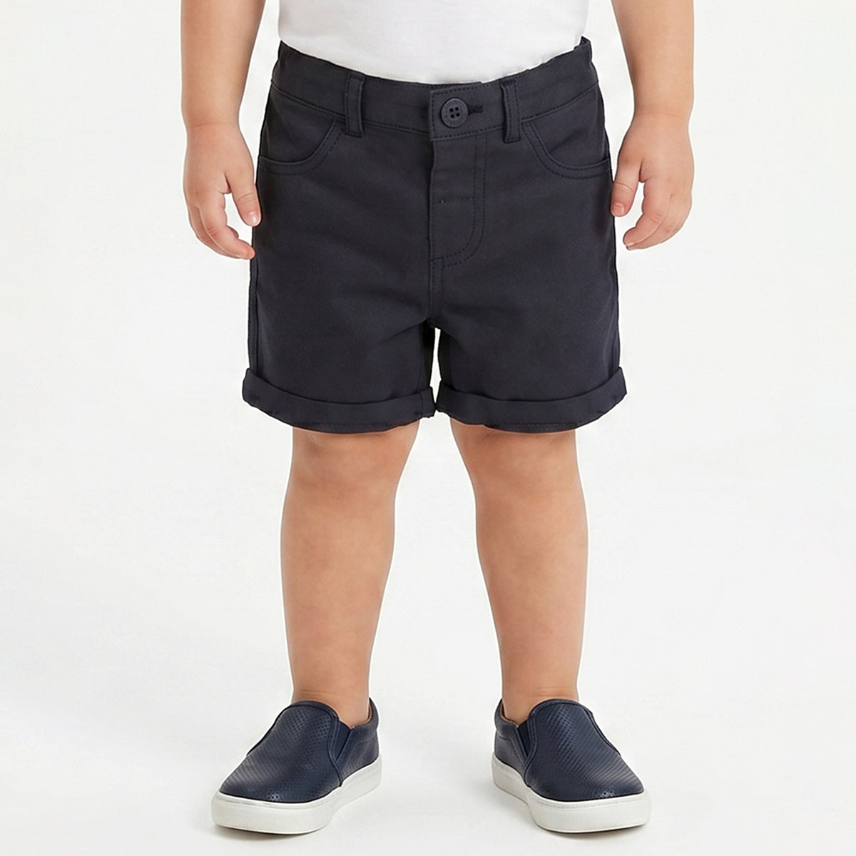 Baby Boys Navy Blue Solid Cotton Shorts Regular Fit Casual Kids Shorts
