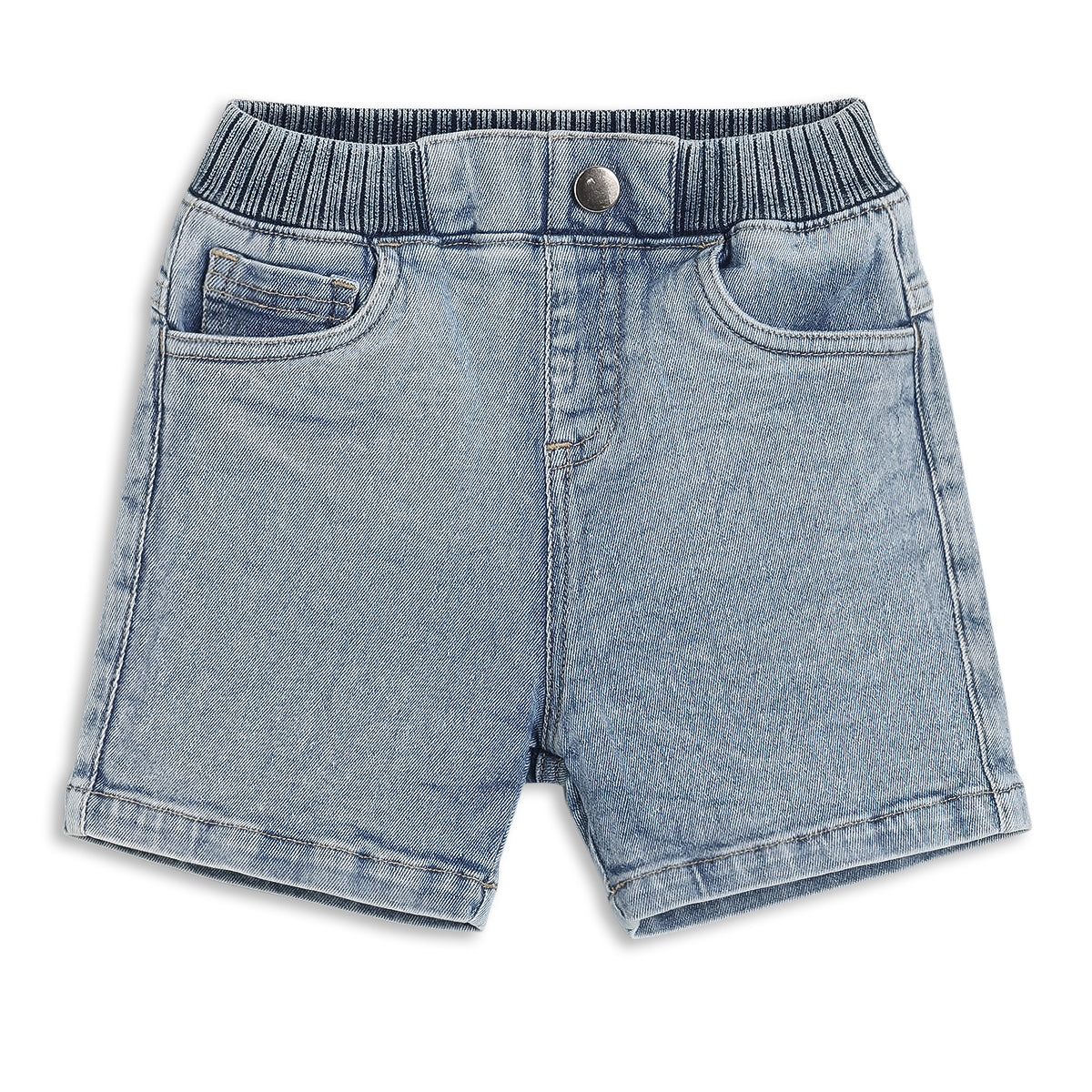 Baby Boys Denim Shorts with Lion Patch – Light Blue