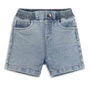 Baby Boys Denim Shorts with Lion Patch, Light Blue