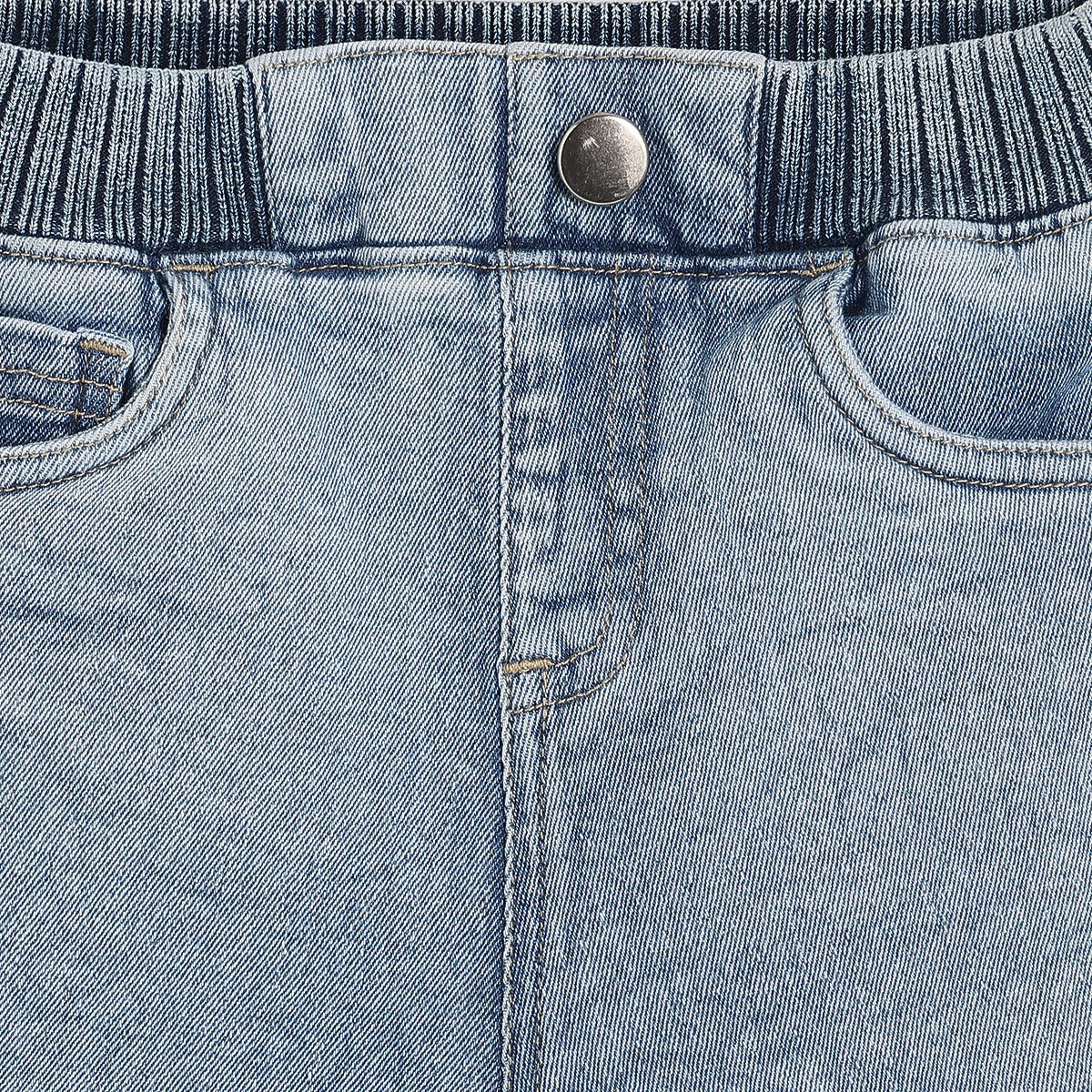 Baby Boys Denim Shorts with Lion Patch, Light Blue