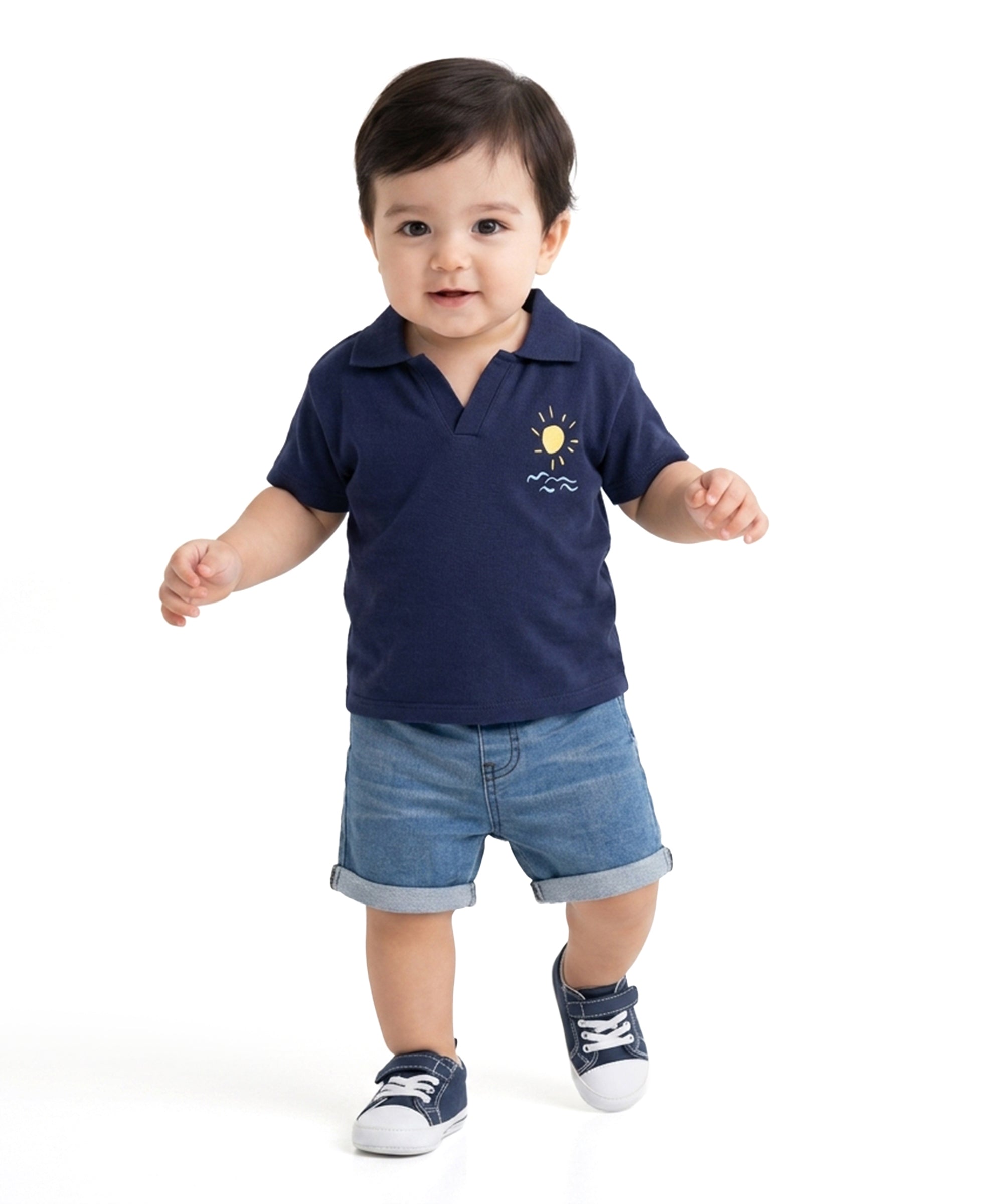 Baby Boys Solid Denim Knit Shorts, Blue