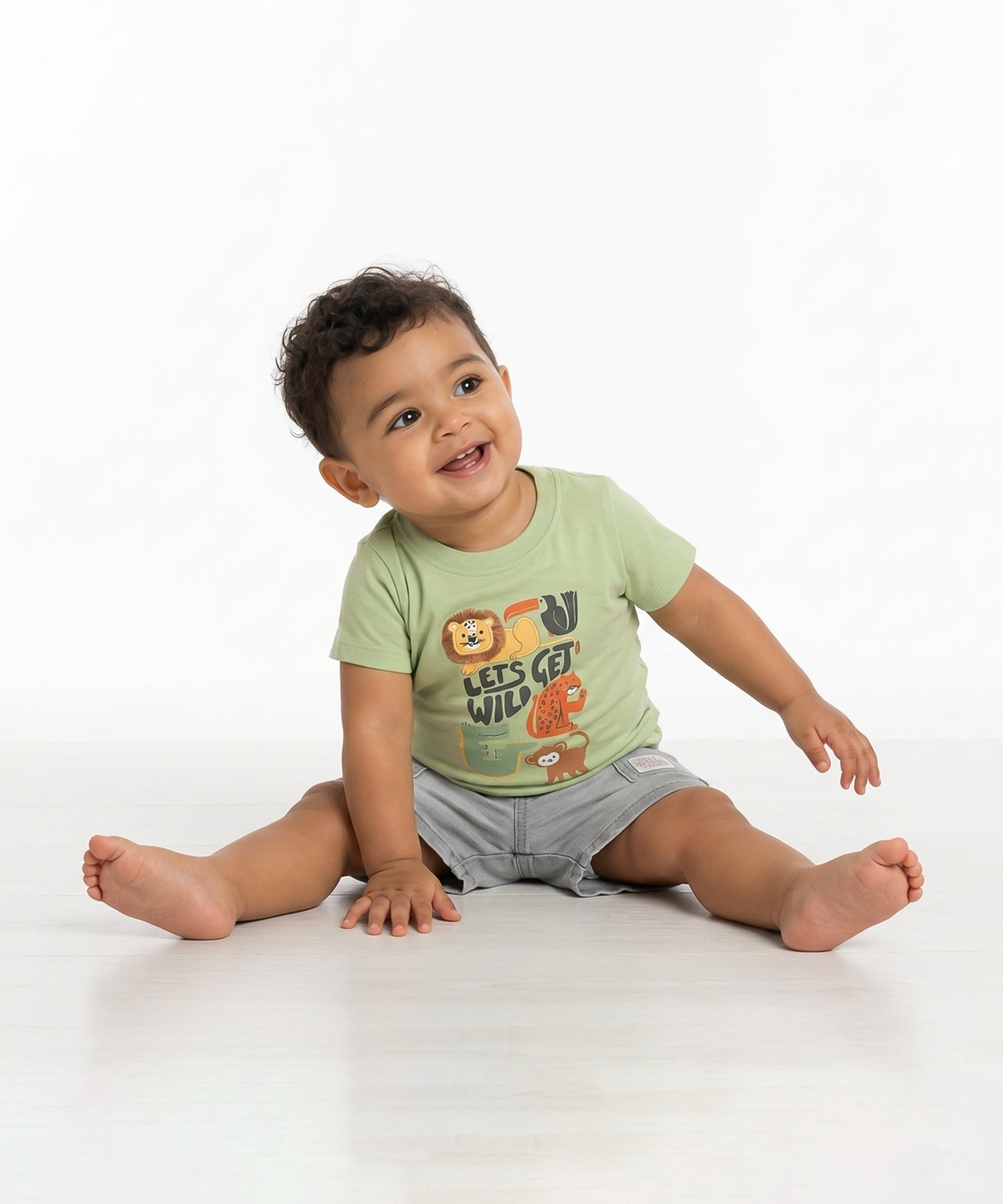 Baby Boys Denim Shorts, Grey