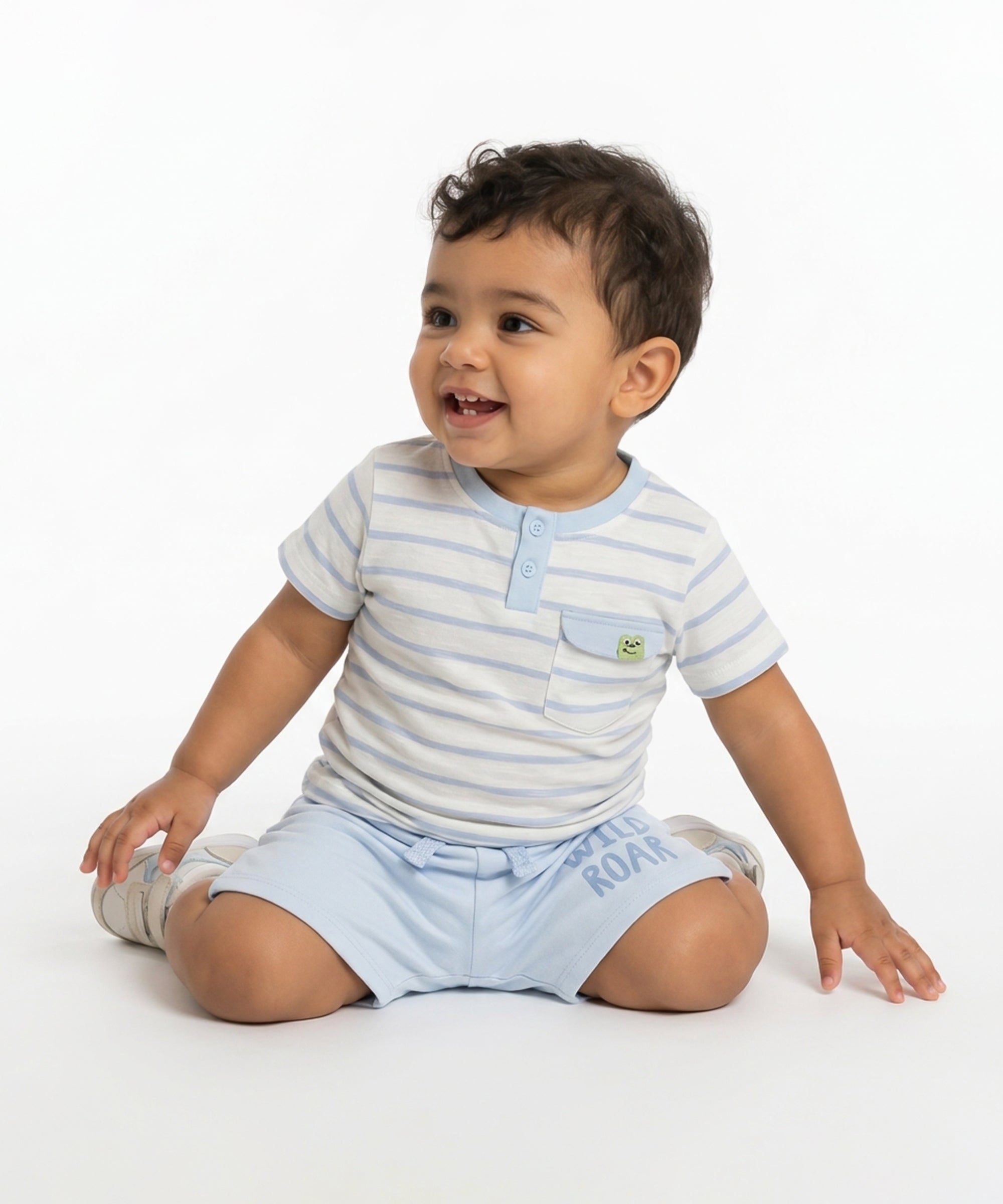 Baby Boys Graphic Print Shorts, Light Blue