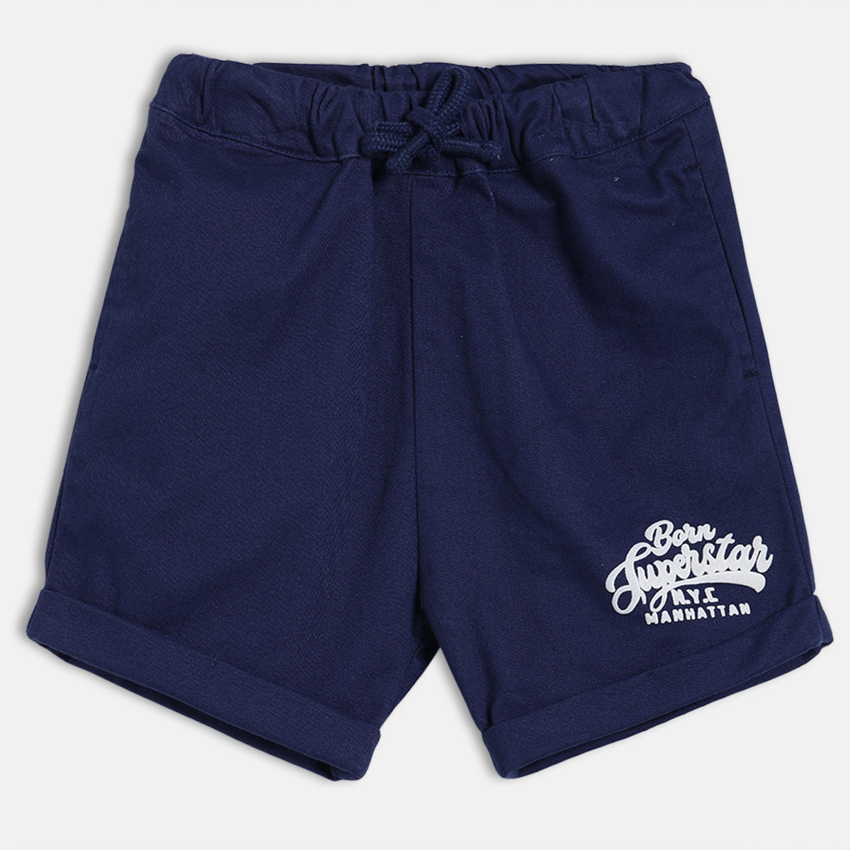 Baby Boys Typographic Print Shorts, Navy Blue