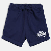 Baby Boys Typographic Print Shorts, Navy Blue