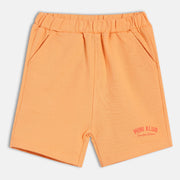 Boys Solid Shorts With Elasticated Waist, Peach