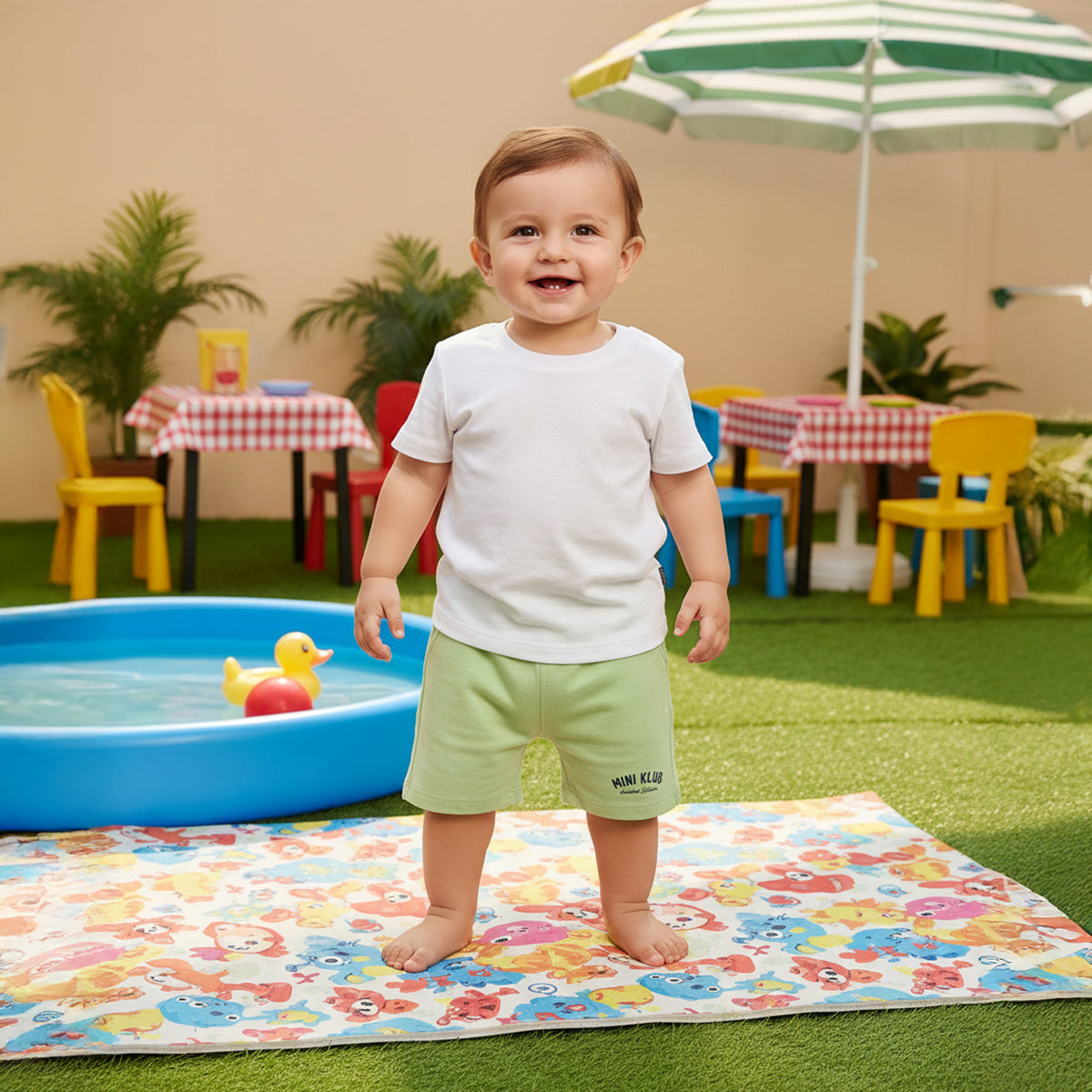 Baby Boys Solid Shorts, Light Green