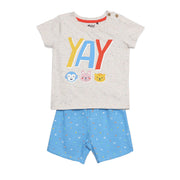 Baby Boys “YAY” Printed Top and Shorts Set, Multicolour