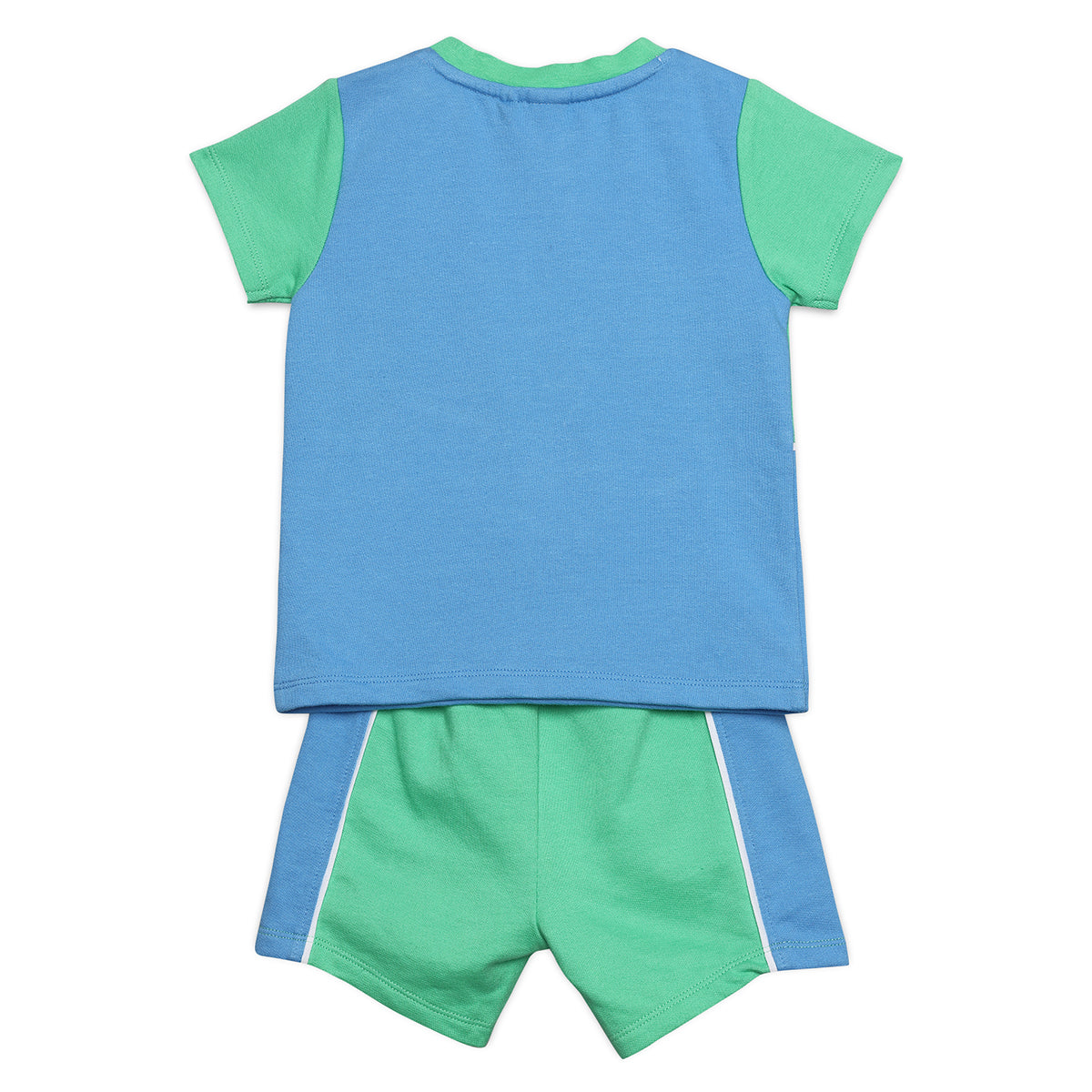 Baby Boys Colourblock Top and Shorts Set, Blue & Green