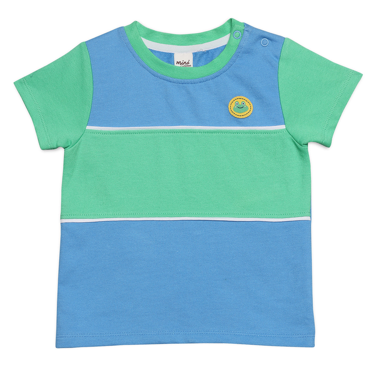 Baby Boys Colourblock Top and Shorts Set, Blue & Green
