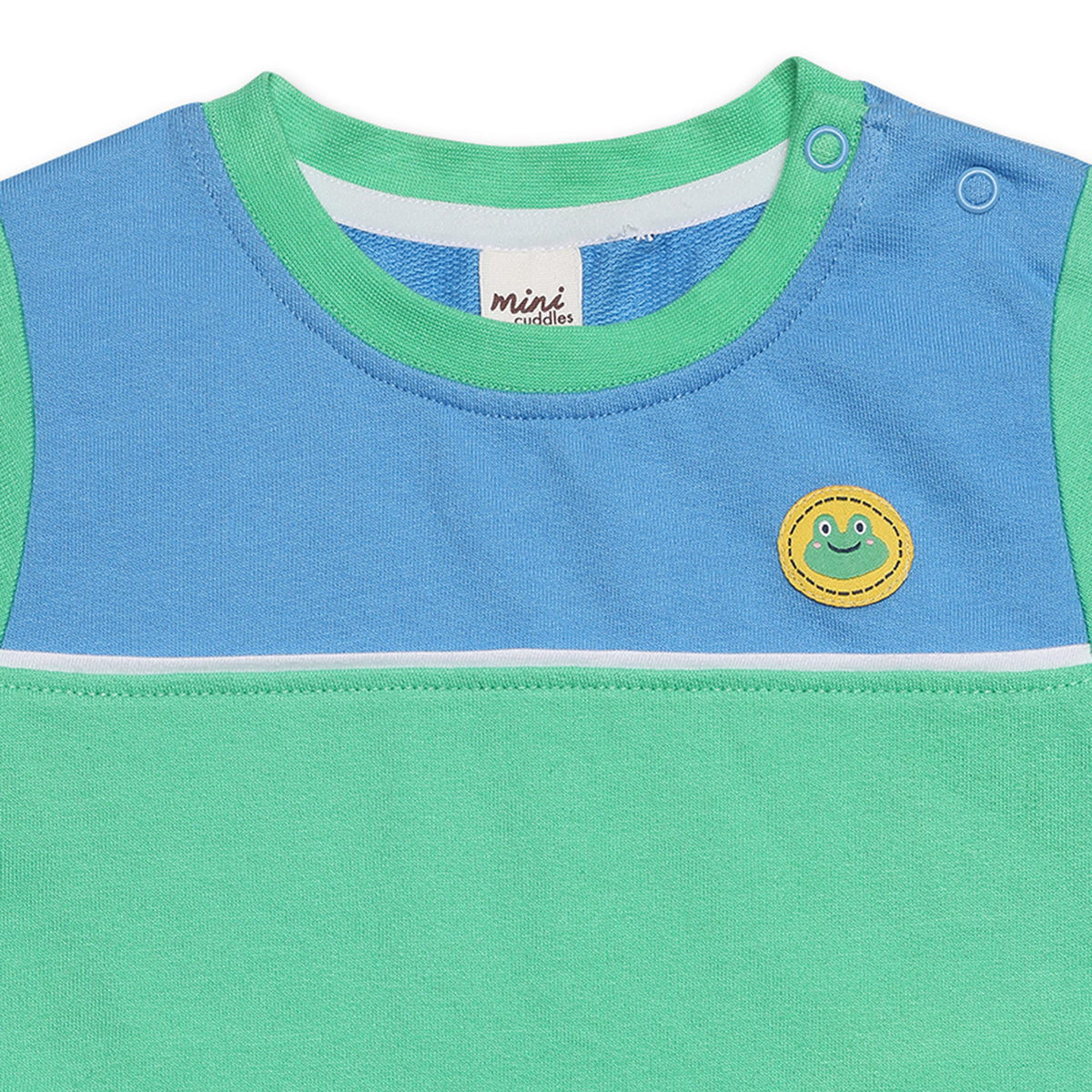 Baby Boys Colourblock Top and Shorts Set, Blue & Green