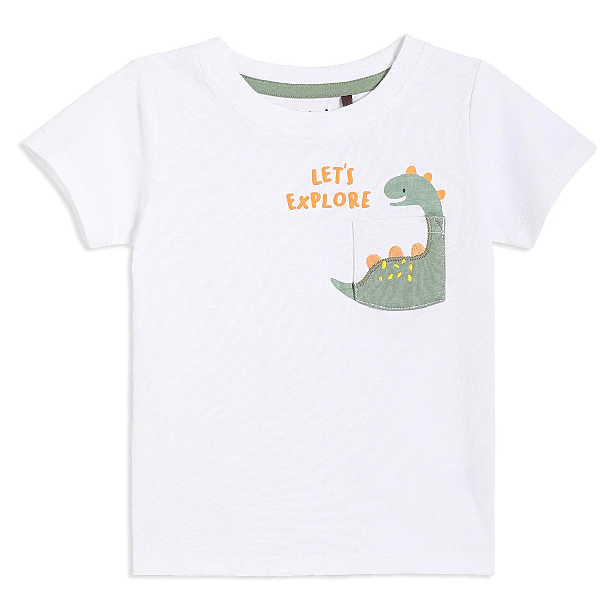 Baby Boys Printed T-Shirt And Solid Shorts Set, White And Orange