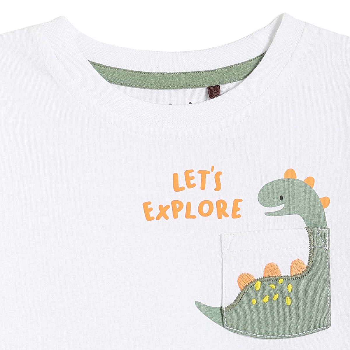 Baby Boys Printed T-Shirt And Solid Shorts Set, White And Orange