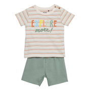Baby Boys Striped “Explore More” Top and Shorts Set, Multicolour