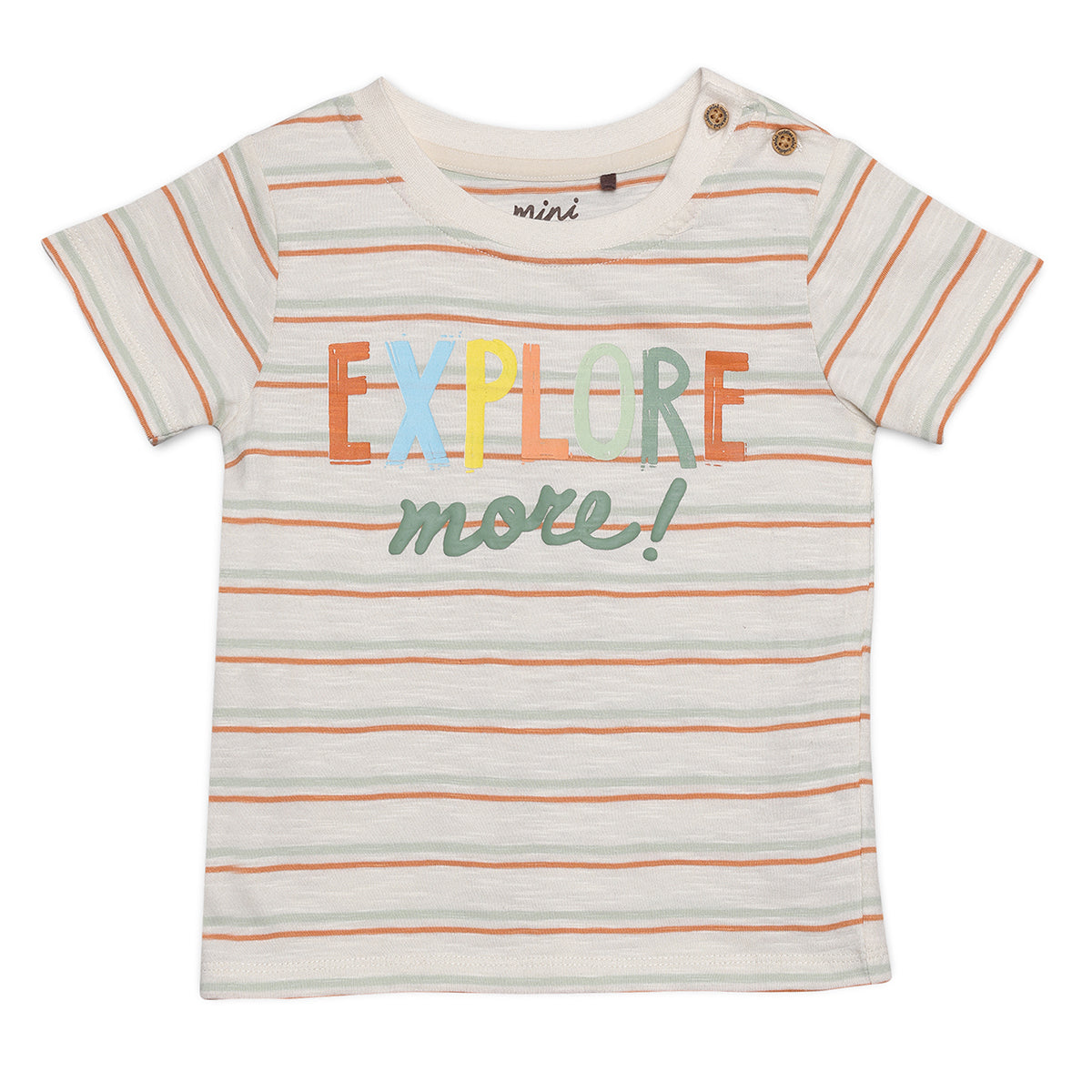 Baby Boys Striped “Explore More” Top and Shorts Set, Multicolour