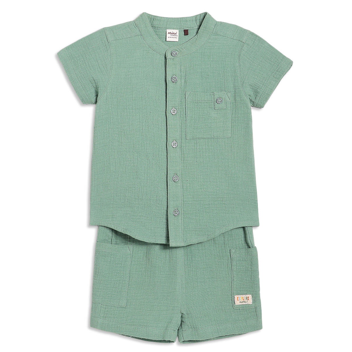Baby Boys Solid Shirt and Shorts Set, Sage Green