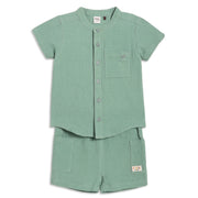 Baby Boys Solid Shirt and Shorts Set, Sage Green