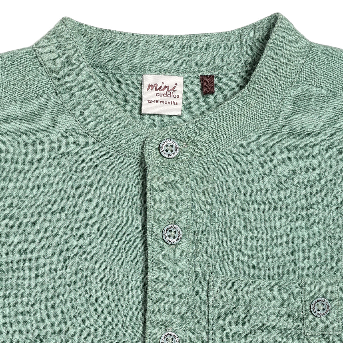 Baby Boys Solid Shirt and Shorts Set, Sage Green