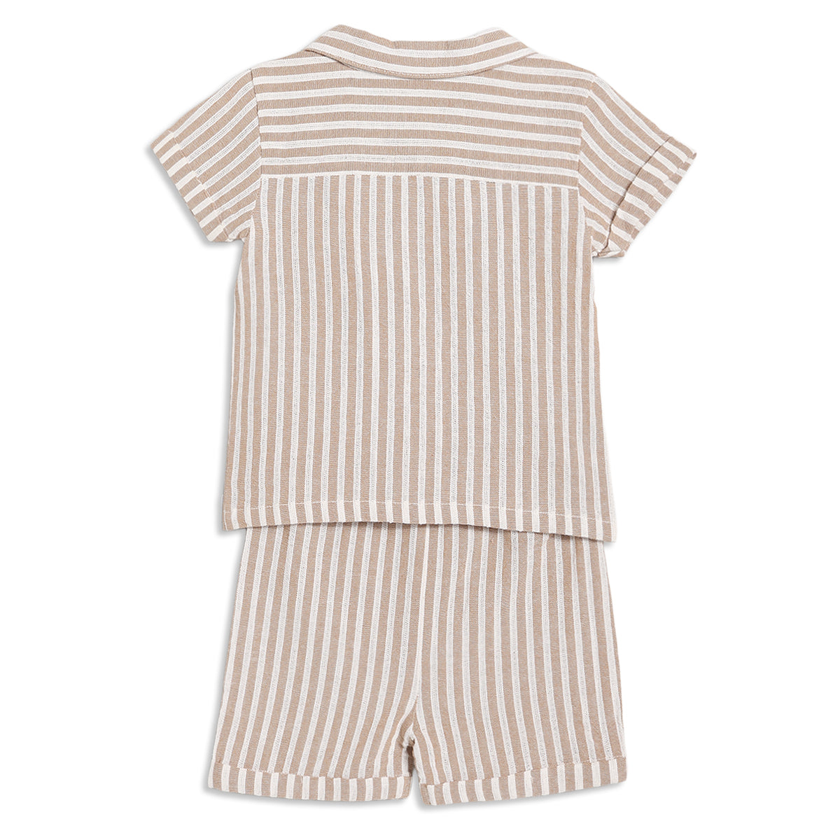 Baby Boys Striped Shirt and Shorts Set, Beige and White