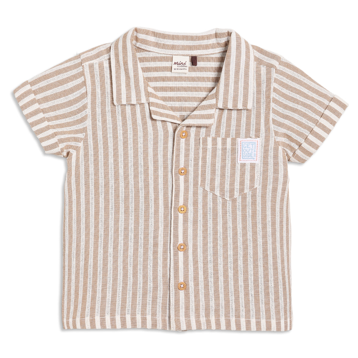 Baby Boys Striped Shirt and Shorts Set, Beige and White