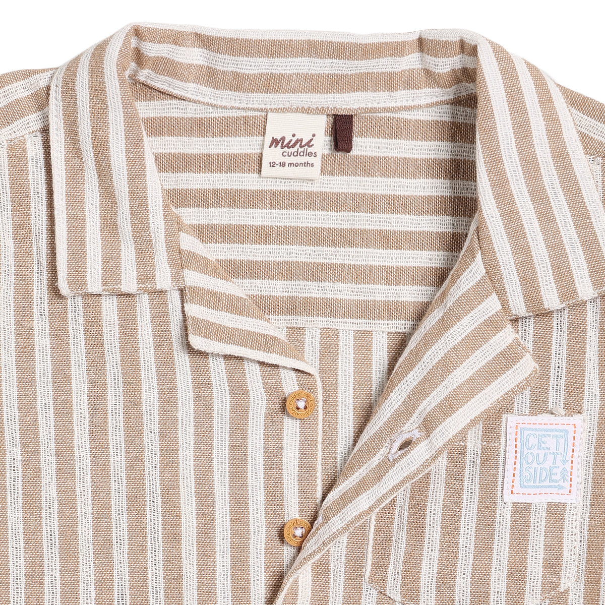 Baby Boys Striped Shirt and Shorts Set, Beige and White