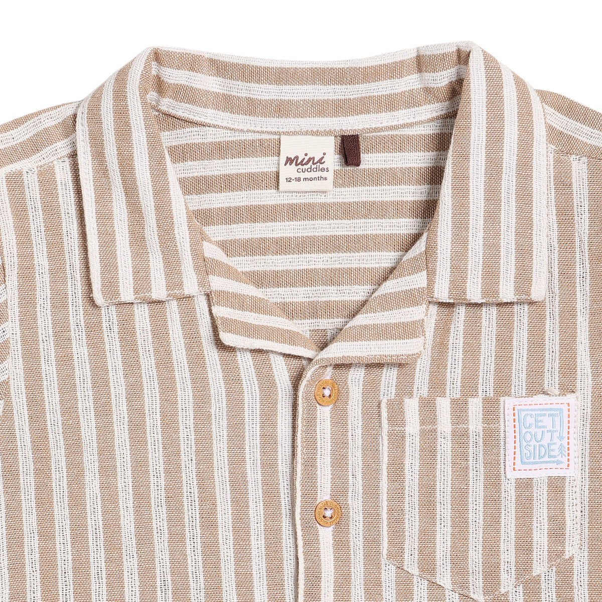 Baby Boys Striped Shirt and Shorts Set, Beige and White