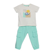 Baby Boys Helicopter Print T-Shirt and Joggers Set, Mint Green