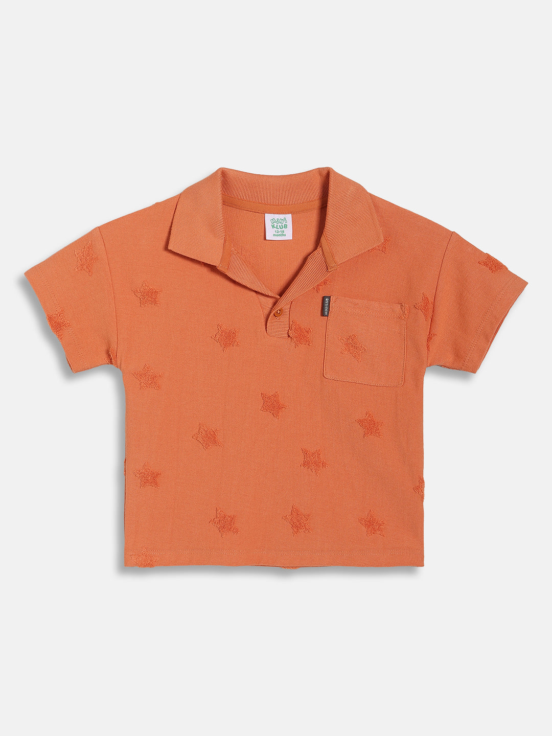 Baby Boys Star Textured Polo T-Shirt with Shorts Set, Rust Orange